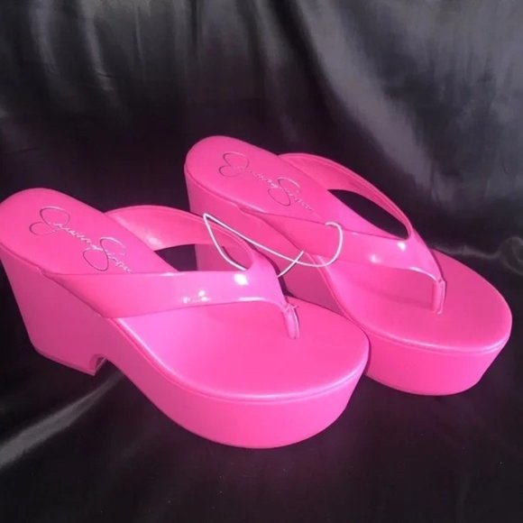 Jessica Simpson Shoes - Jessica Simpson | Y2K Platform Chunky Wedge Flip Flop Heels Hot Pink Barbie